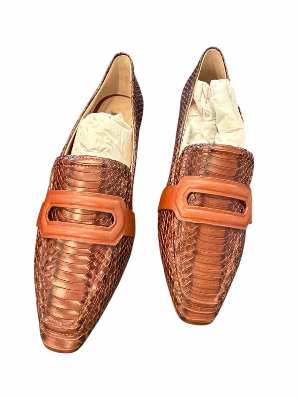Louise Et Cie Lo-Beale Loafer Burnt Tawny Snake Print Textured Women 8M New